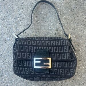 Fendi black & grey wool Baguette RARE